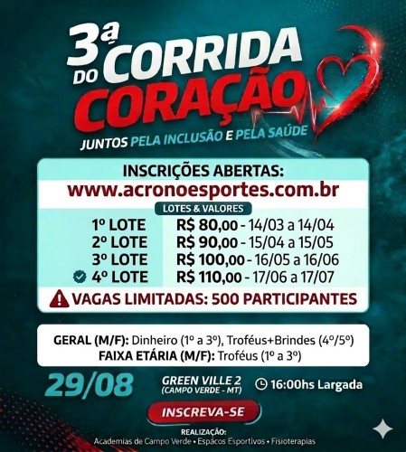 🏃‍♂️ 3ª CORRIDA DO CORAÇÃO - CAMPO VERDE - MT