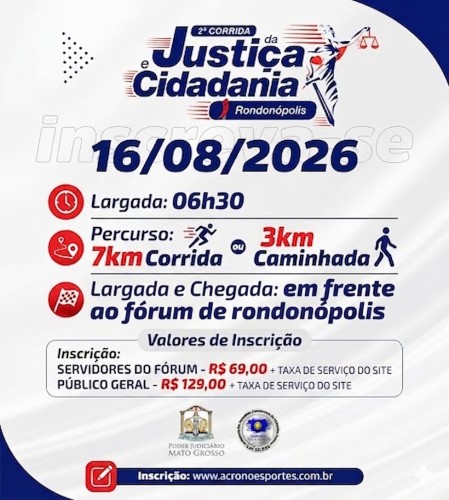 2ª CORRIDA DA JUSTIÇA E CIDADANIA DE RONDONÓPOLIS - 2026
