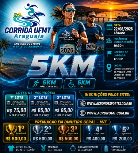 CORRIDA UFMT 5KM – ARAGUAIA - 2026 🏃‍♂️🏃‍♂️🏃‍♂️
