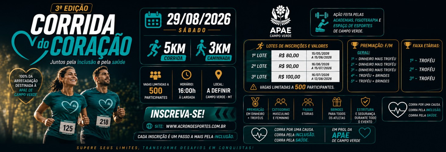🏃‍♂️ 3ª CORRIDA DO CORAÇÃO - CAMPO VERDE - MT